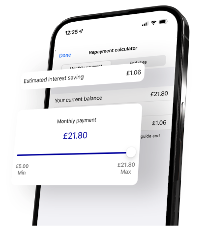 Phone screen displaying a repayment calculator